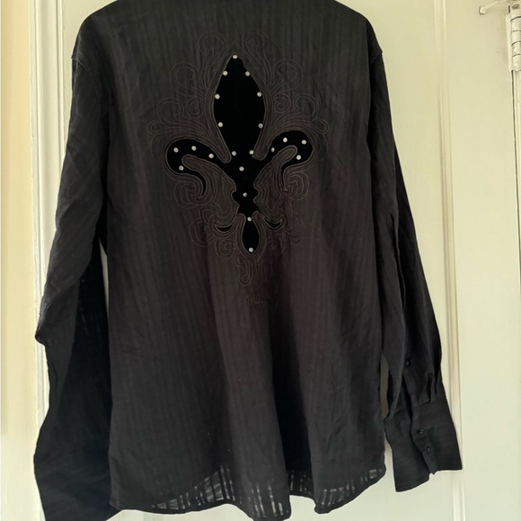 English Heroes Fleur-de-Lis Embroidery Cotton Button Down Shirt Grunge Goth - Picture 11 of 16
